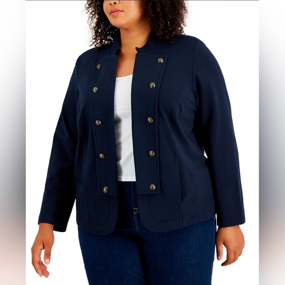 NWT - Tommy Hilfiger - Plus Size Military Band Jacket - Navy - 3X - Preppy